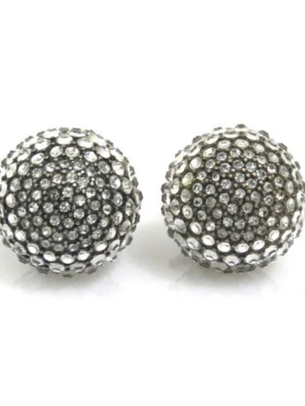 Auth Christian Dior Pierce Earrings Silver Metal/Rhinestone - h32514i
